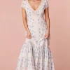 Women LoveShackFancy Vermella Cotton V-Neck Maxi Dress