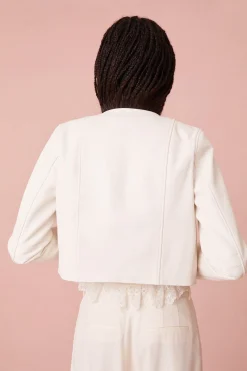 Women LoveShackFancy Xander Cropped Leather Jacket
