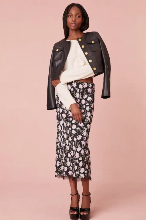 Women LoveShackFancy Xander Cropped Leather Jacket