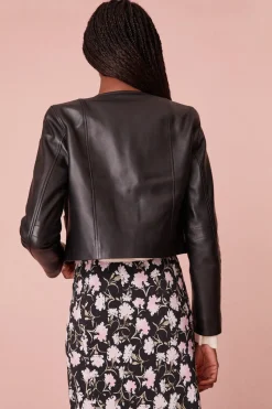 Women LoveShackFancy Xander Cropped Leather Jacket
